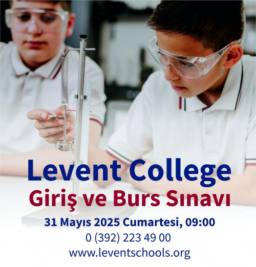 5. sınıfı bitirmekte olan tüm öğrenciler için Levent College Giriş ve Burs Sınavı 31 Mayıs Cumartesi günü saat 09:00’da!